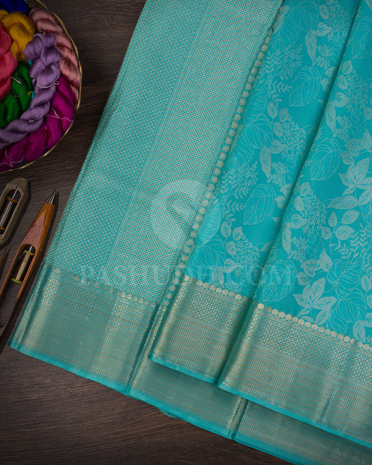 Sky Blue Kanjivaram Silk Saree - D548(E)