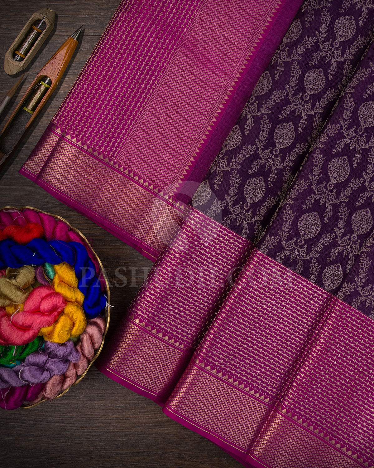 Purple And Rani Pink Kaanjivaram Silk Saree - DT260(F)