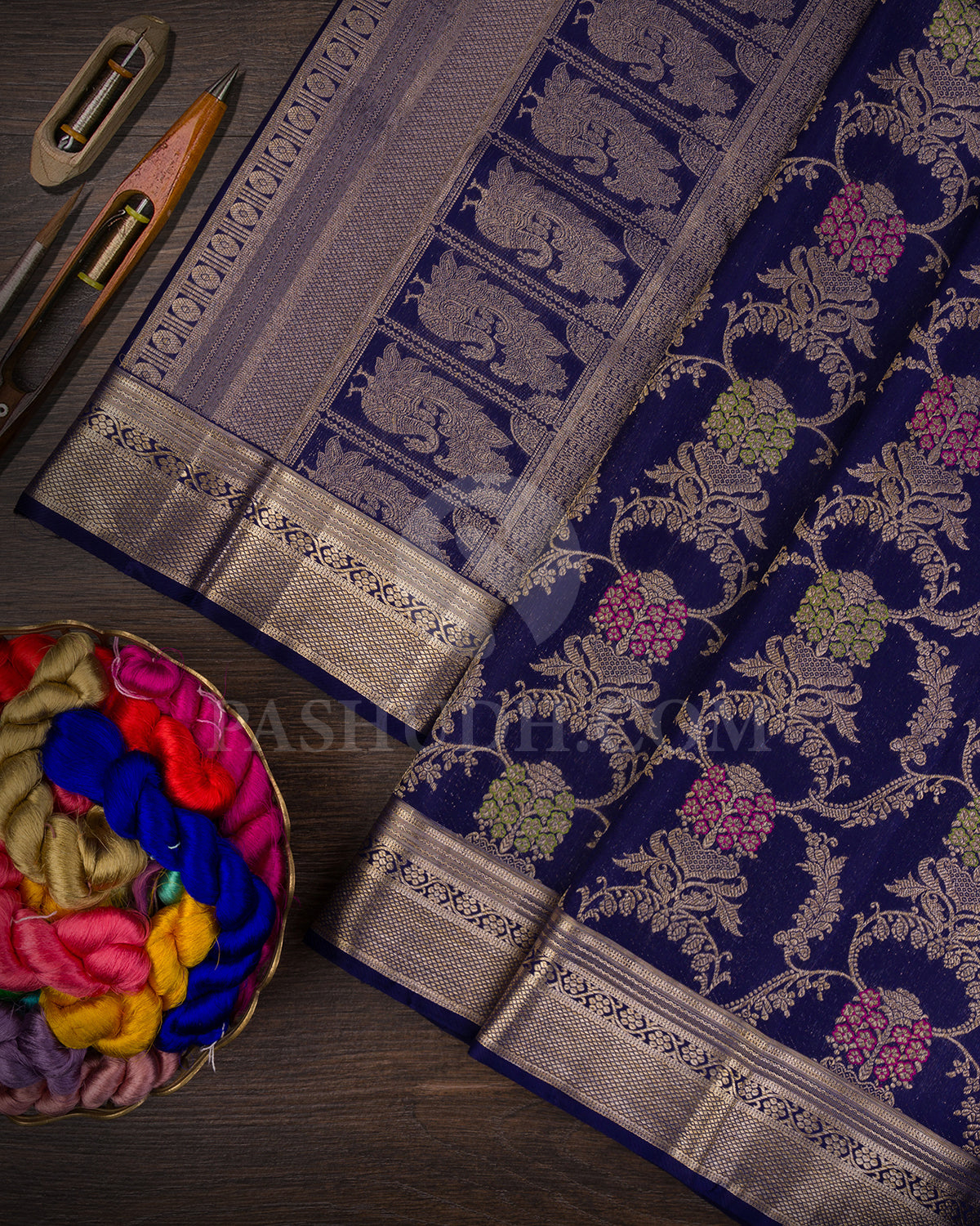 Navy Blue Kanjivaram Silk Saree - S1246( C )