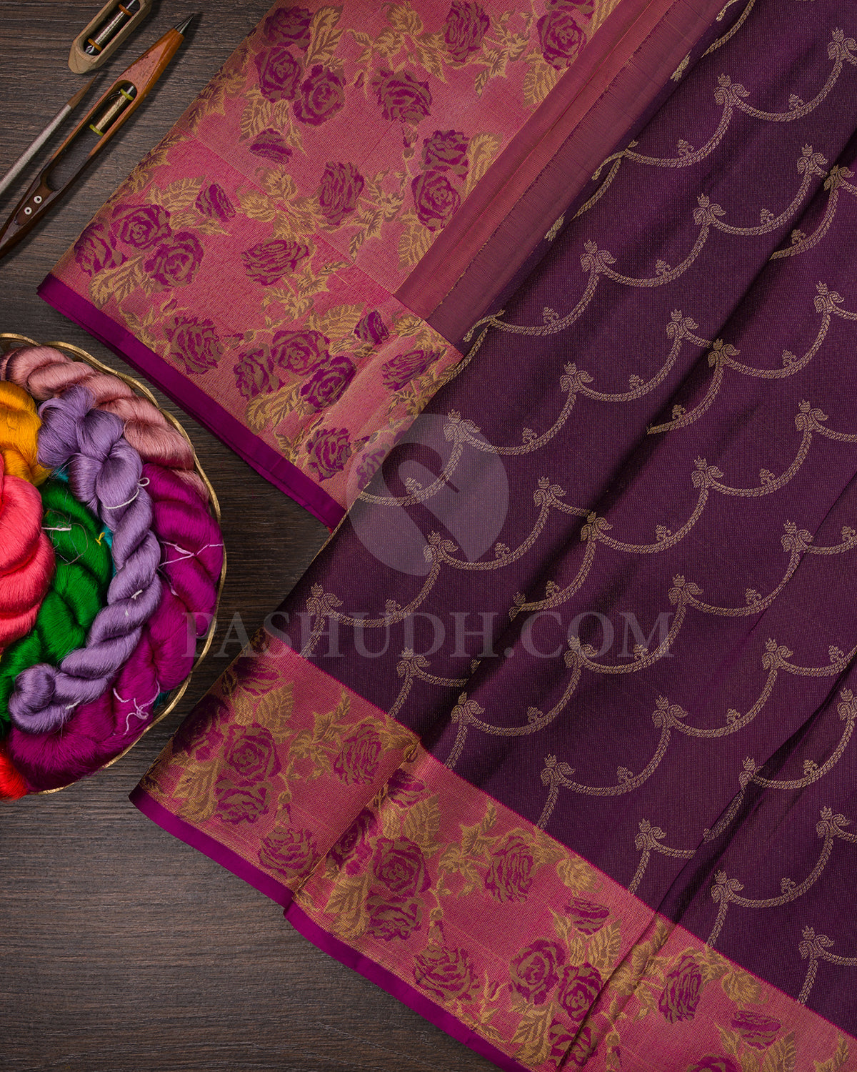 Purple And Magenta Kanjivaram Silk Saree - DJ351(A)