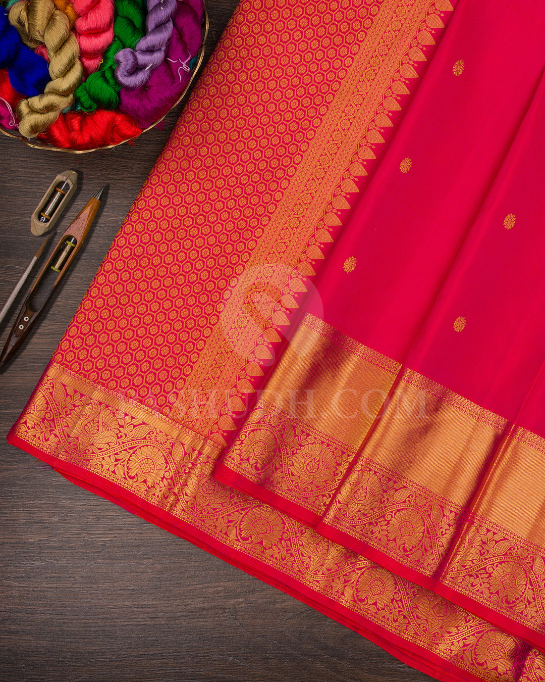 Orange Shot Pink Kanjivaram Silk Saree - BKF24