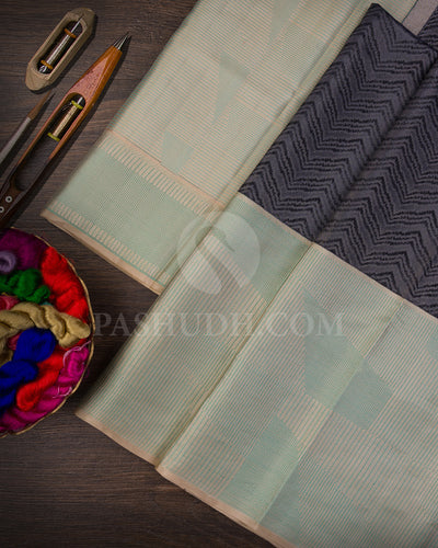 Navy Blue And Ivory Kanjivaram Silk Saree - D599(B)