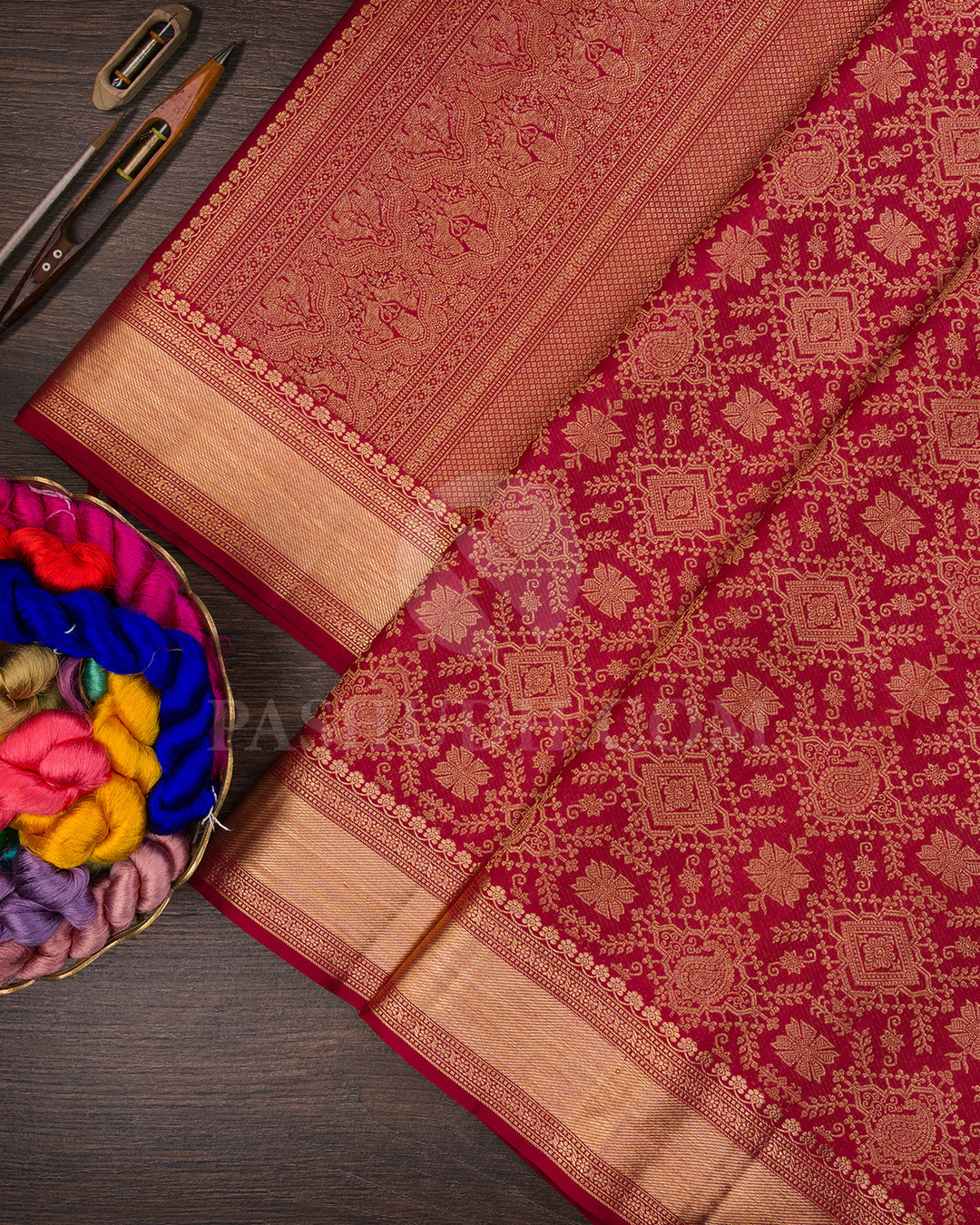 Brick Red Kanjivaram Silk Saree - S1399(A)