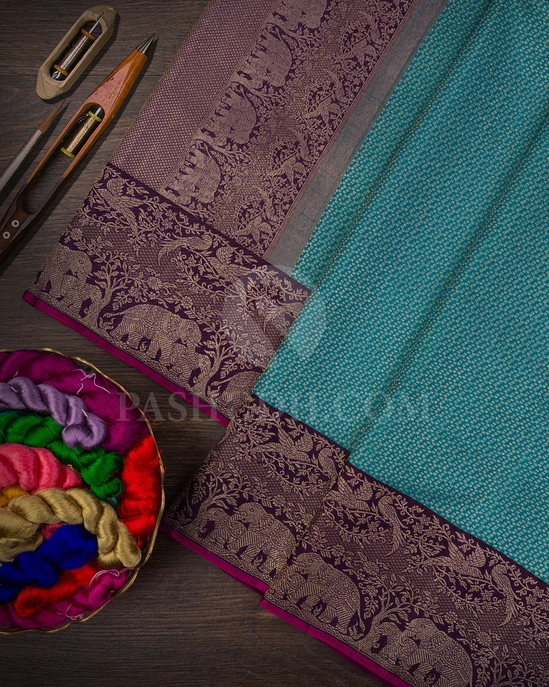 Sapphire And Purple Kanjivaram Silk Saree - S1421(A)