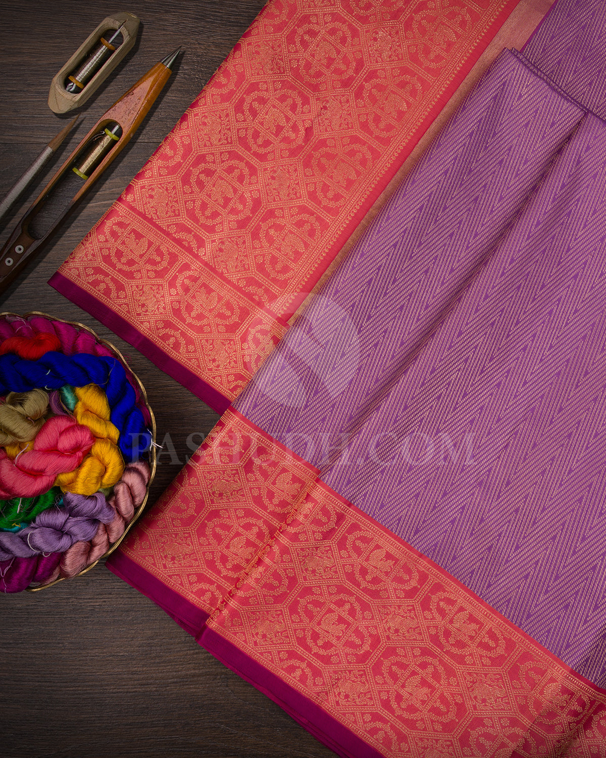 Lavender and Rouge Pink Kanjivaram Silk Saree - S1266(B)