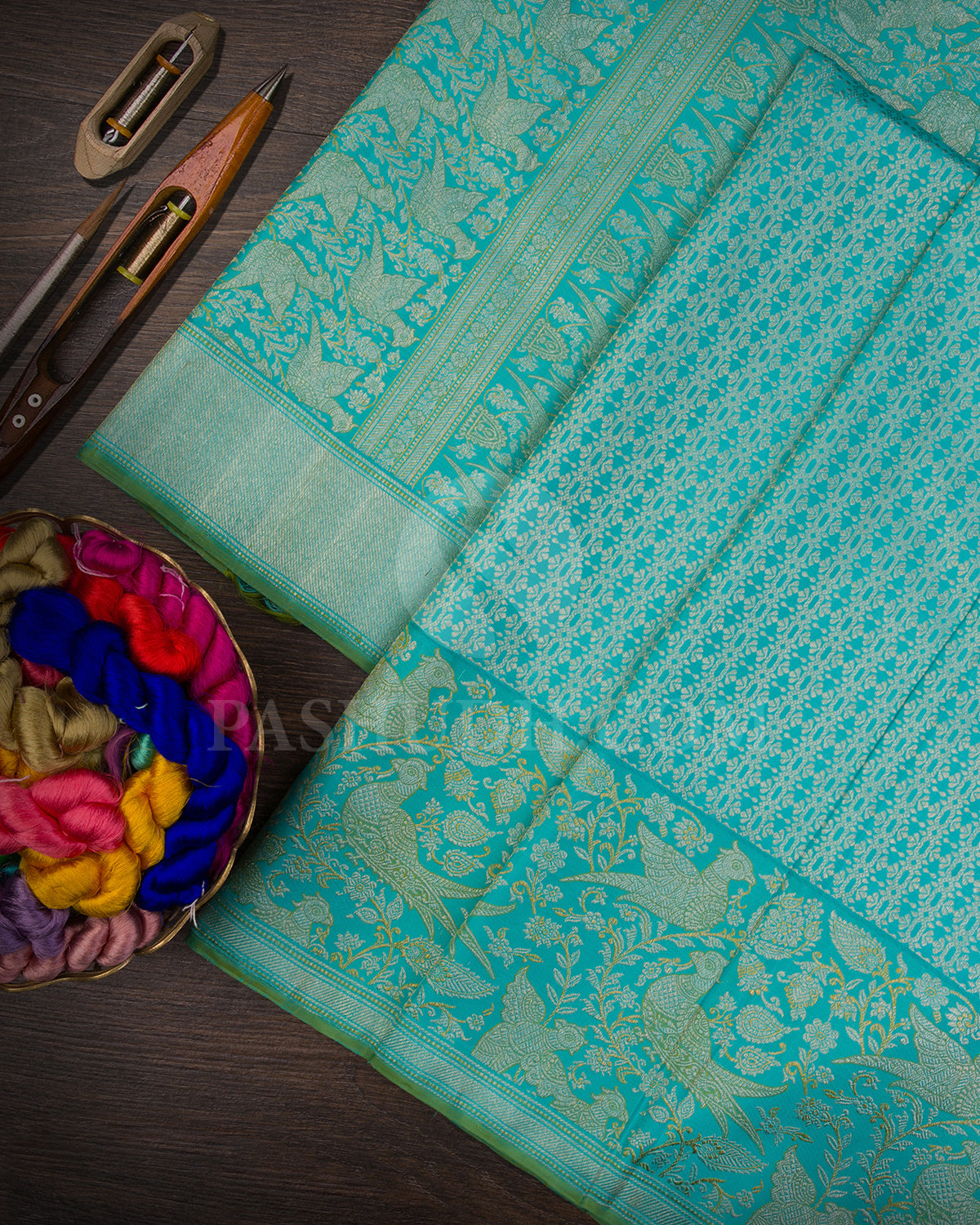 Turquoise Blue Kanjivaram Silk Saree - S1405(B)