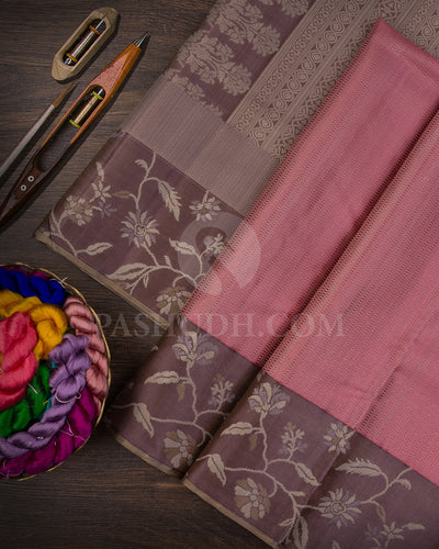 Old Rose And Taupe Kanjivaram Silk Saree - DT271(C)