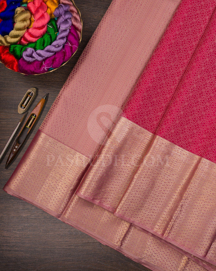 Rasberry Pink And Onion Pink Kanjivaram Silk Saree - DT307(A)