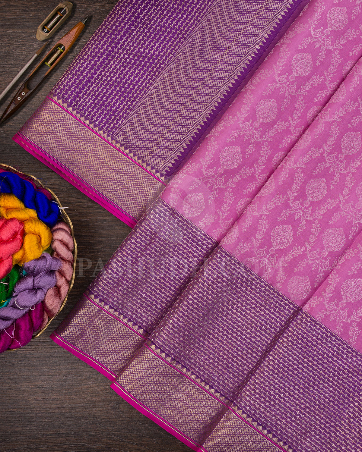 Baby Pink And Lavender Kanjivaram Silk Saree - DT260(E)