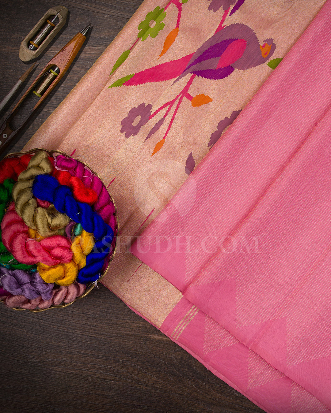 Baby Pink Borderless Kanjivaram Silk Saree - S1285(C)