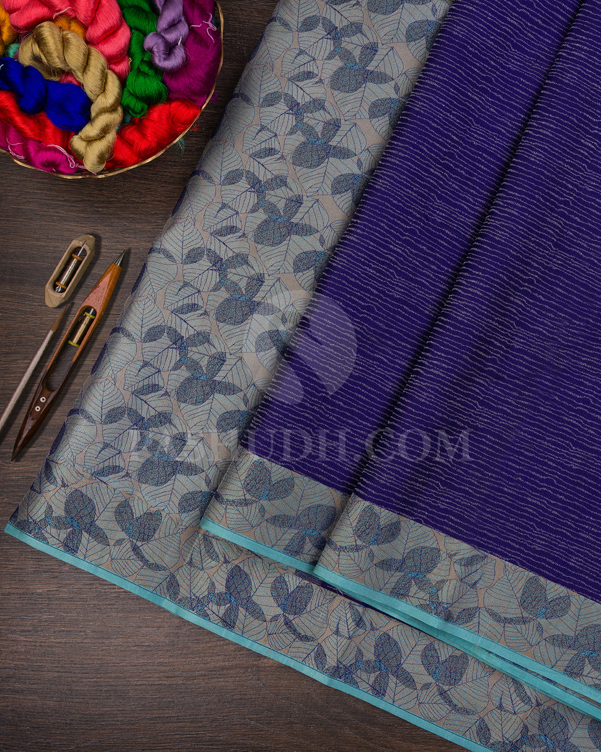 Royal Blue And Sea Green Kanjivaram Silk Saree - DT304(B)