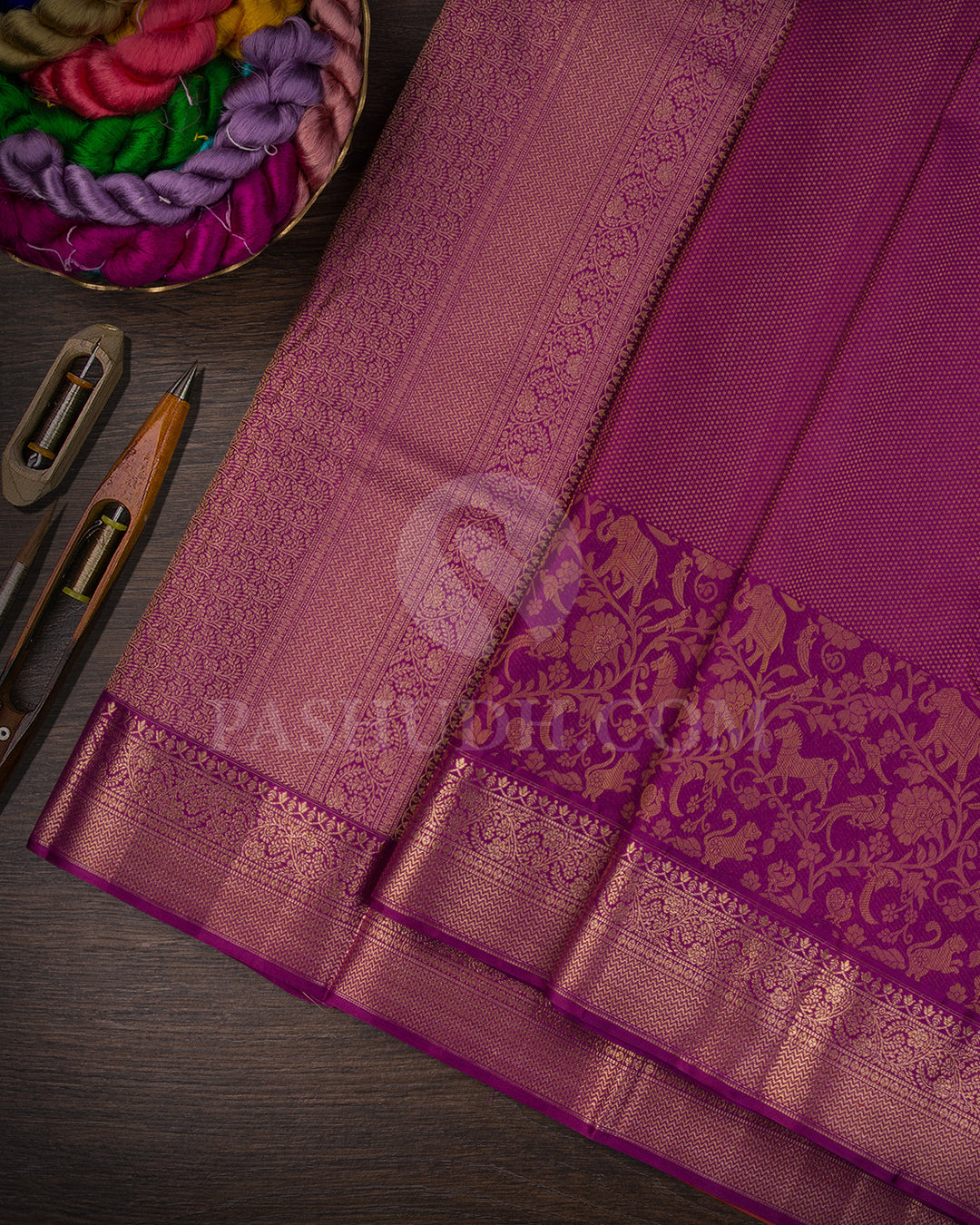 Magenta And Rust Orange Kanjivaram Silk Saree - D608(A)