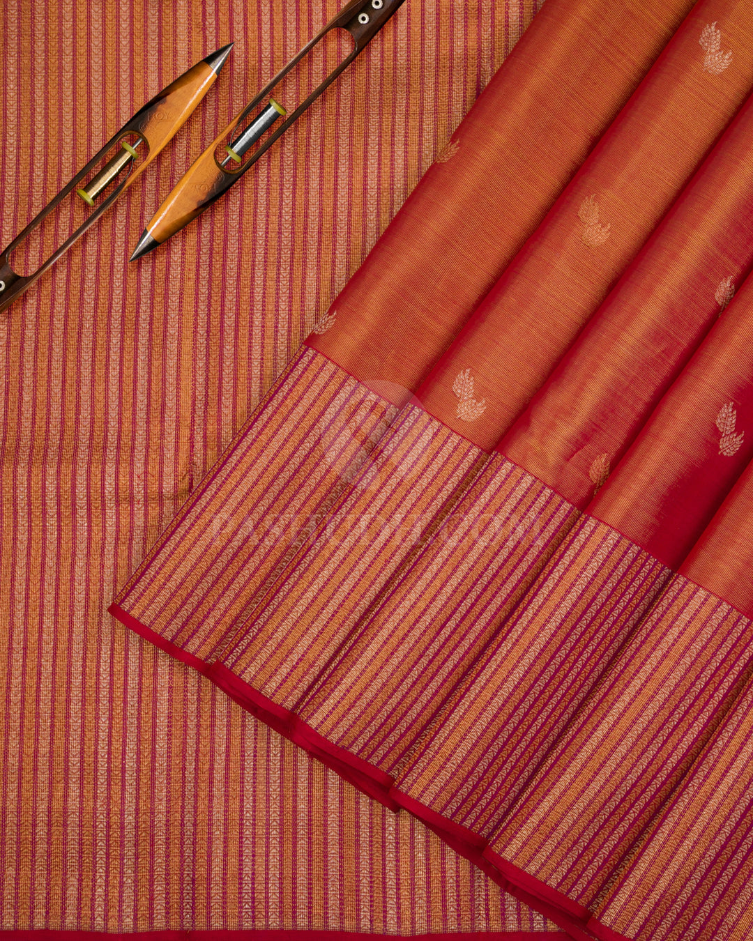 Red Tissue Kanjivaram Silk Saree - S1066(A) - View 2