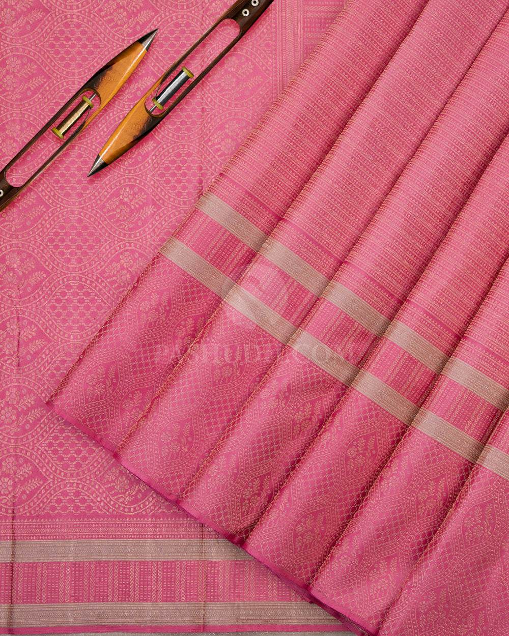 Peachy Pink  Kanjivaram Silk Saree - DJ201 - View 2
