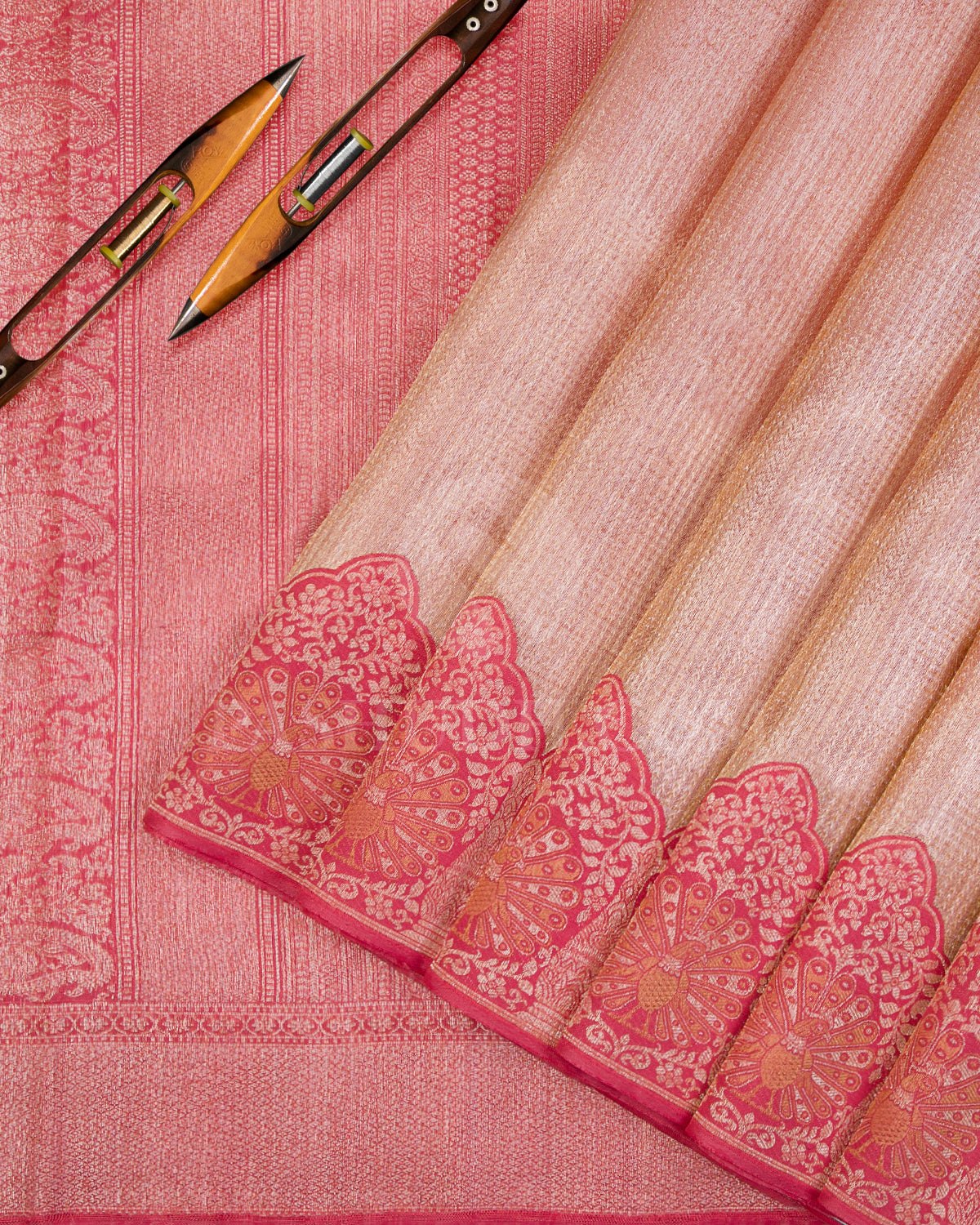 Baby Pink Organza Kanjivaram Silk Saree - S1021(D) - View 2