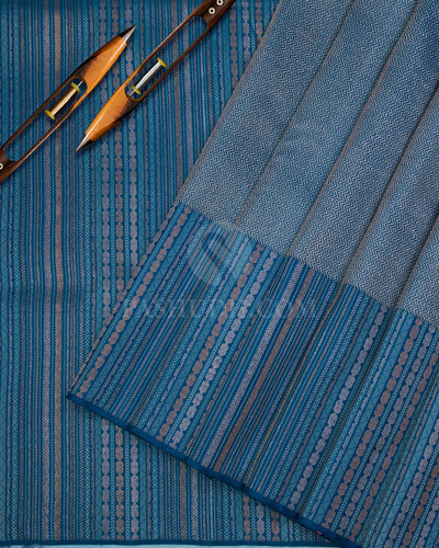 Blue and Powder Blue Kanjivaram Silk Saree - S971 - View 2