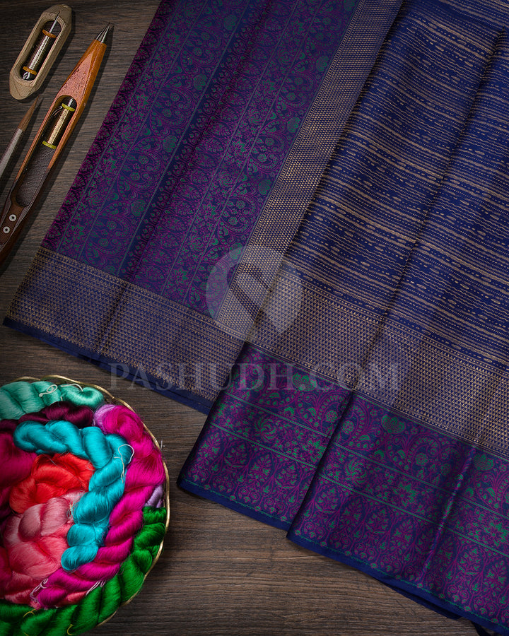 Navy Blue Kanjivaram Silk Saree-D681(B)