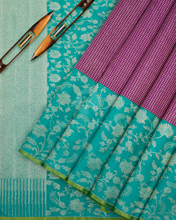 Violet and Turquoise Kanjivaram Silk Saree - S1070(C)