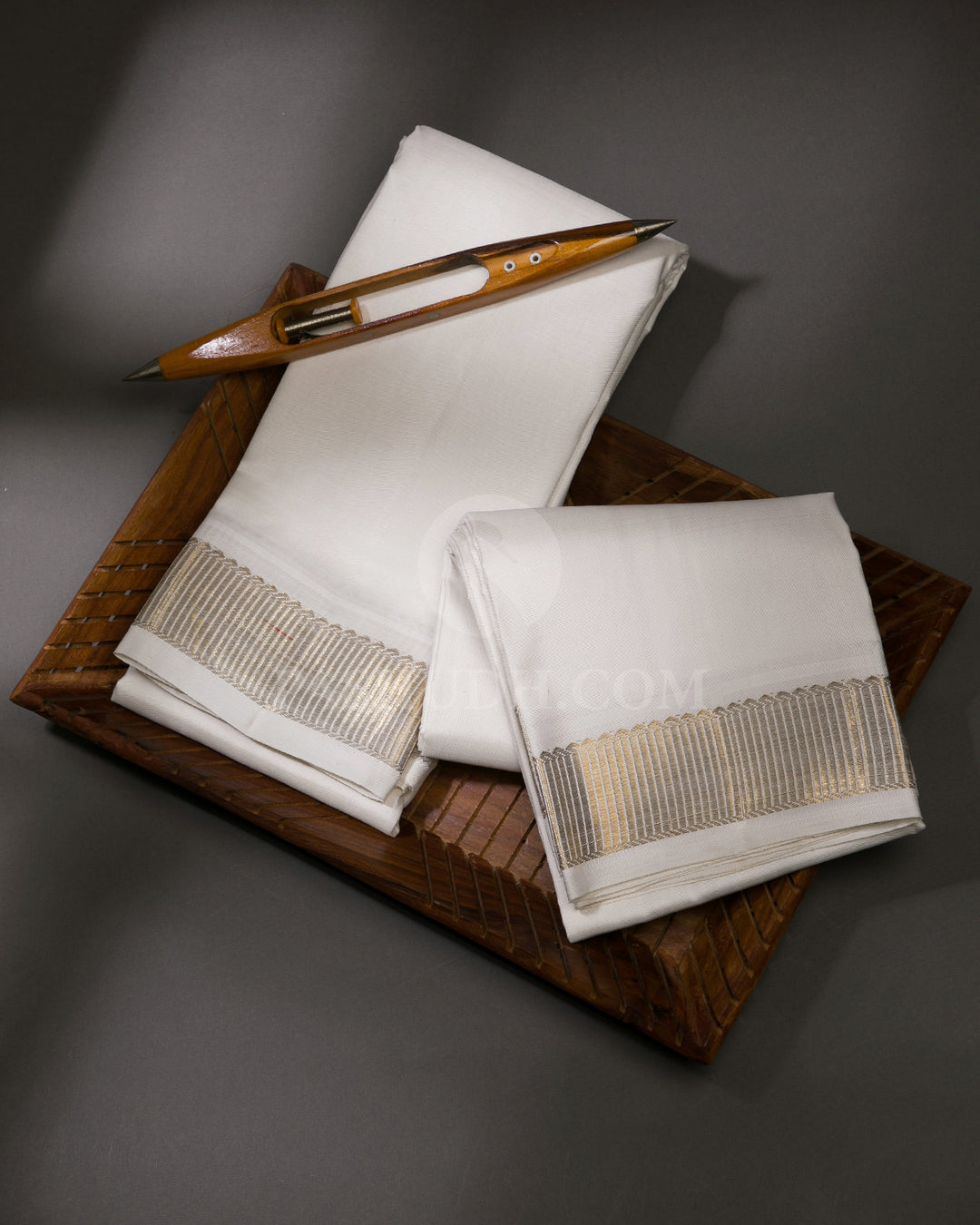 Cream Pure Silk Dhoti and Angavastra - V3