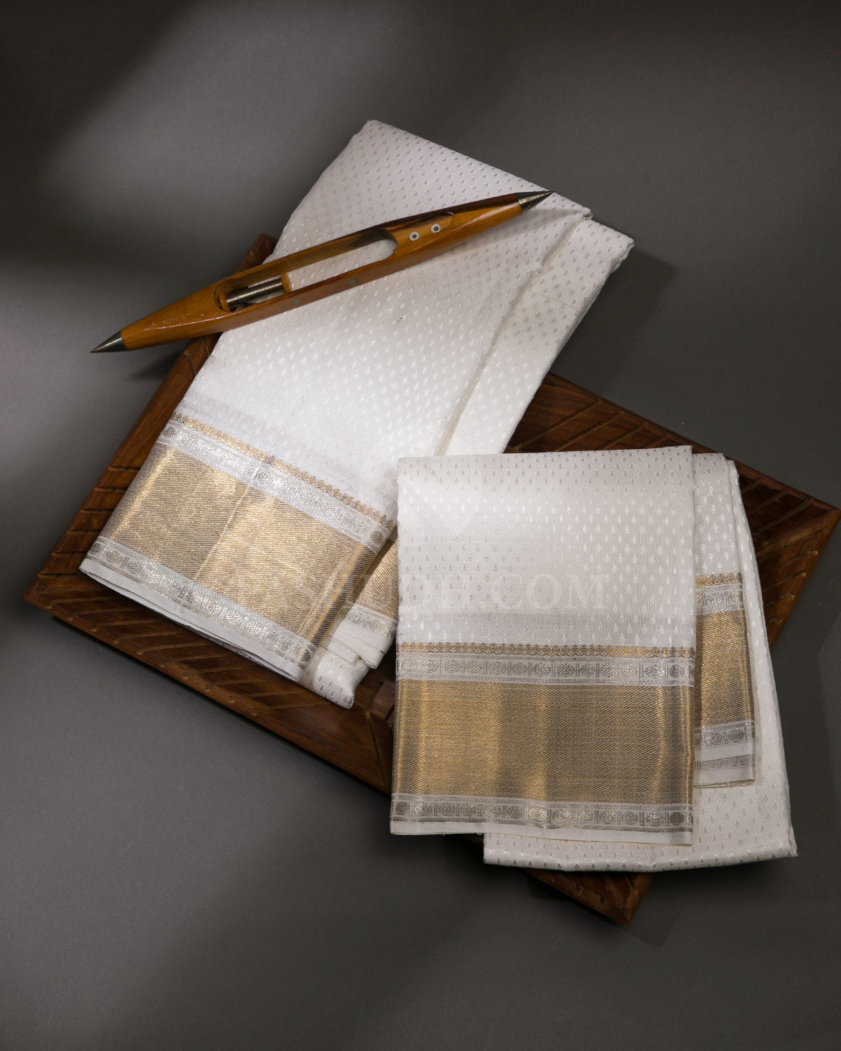 Cream Pure Silk Dhoti and Angavastra - V2