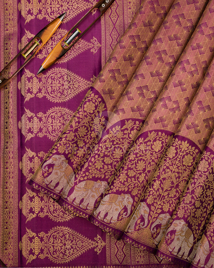 Violet Kanjivaram Silk Saree - P120 -View 3
