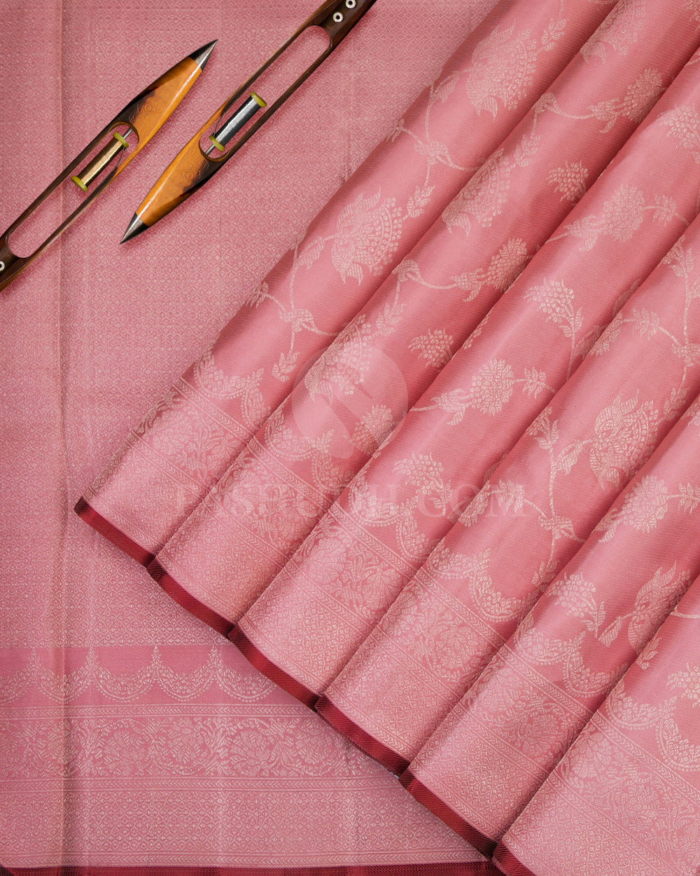 Baby Pink Kanjivaram Silk Saree - DJ189 - View 2