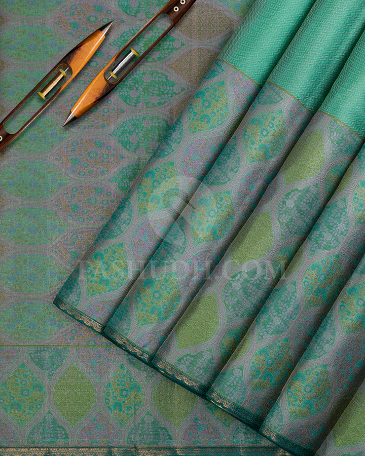 Mint Green and Multicoloured Kanjivaram Silk Saree - DJ324(A)