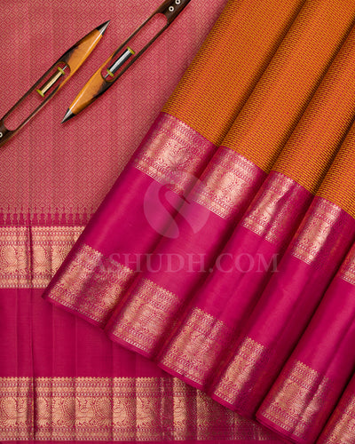 Orange And Pink Kanjivaram Silk Saree - D503(F)