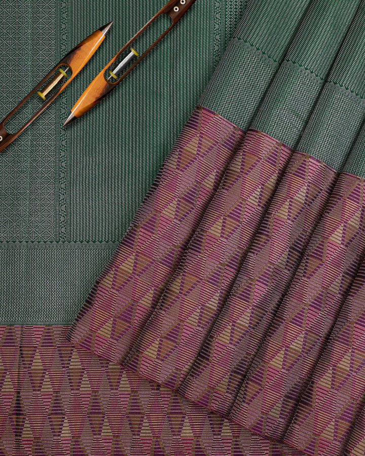 Green And Multi Coloured Kanjivaram Silk Saree - D530(B)