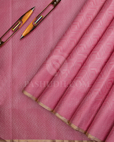 Baby Pink And Brown Kanjivaram Silk Saree - D545(B)