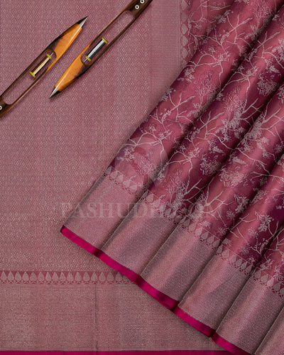 Brown And Rani Pink Kanjivaram Silk Saree - D553(A)