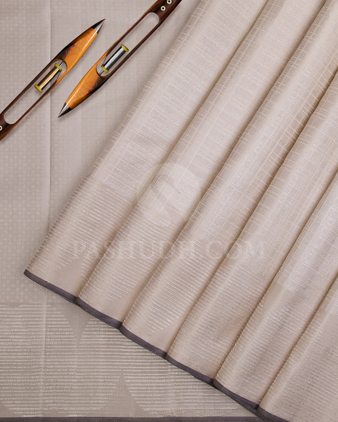 Ivory And Black Kanjivaram Silk Saree - D511(C)