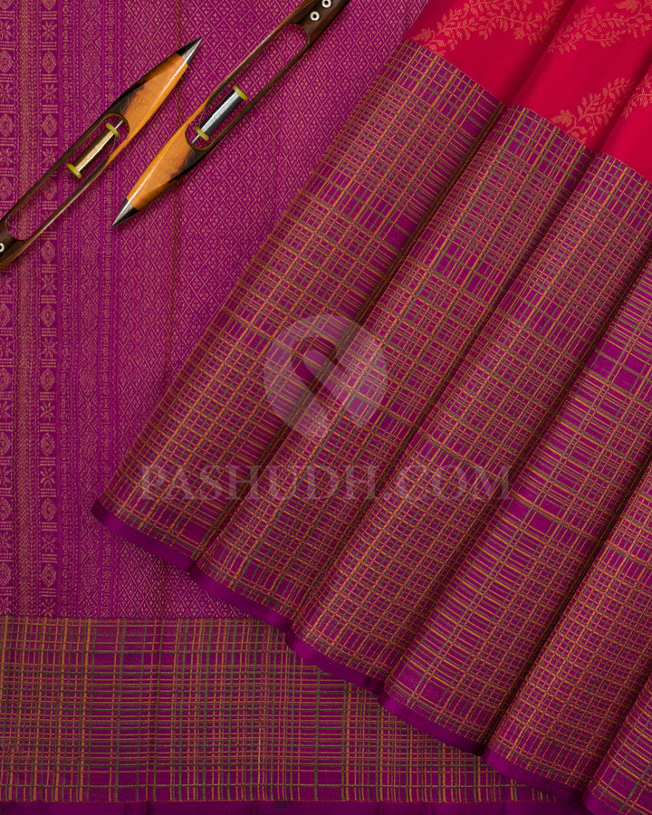 Rani Pink And Purple Kanjivaram Silk Saree - DJ312(A)