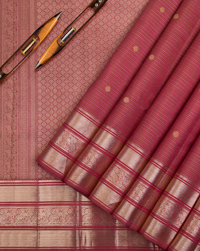 Rust Red And Mustard Kanjivaram Silk Saree - S1213(A)