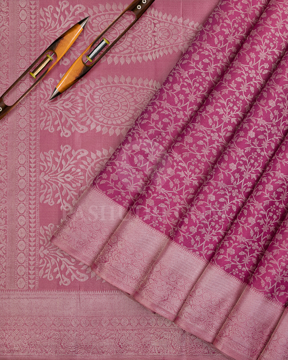 Pink And Mauve Kanjivaram Silk Saree - D554(A)