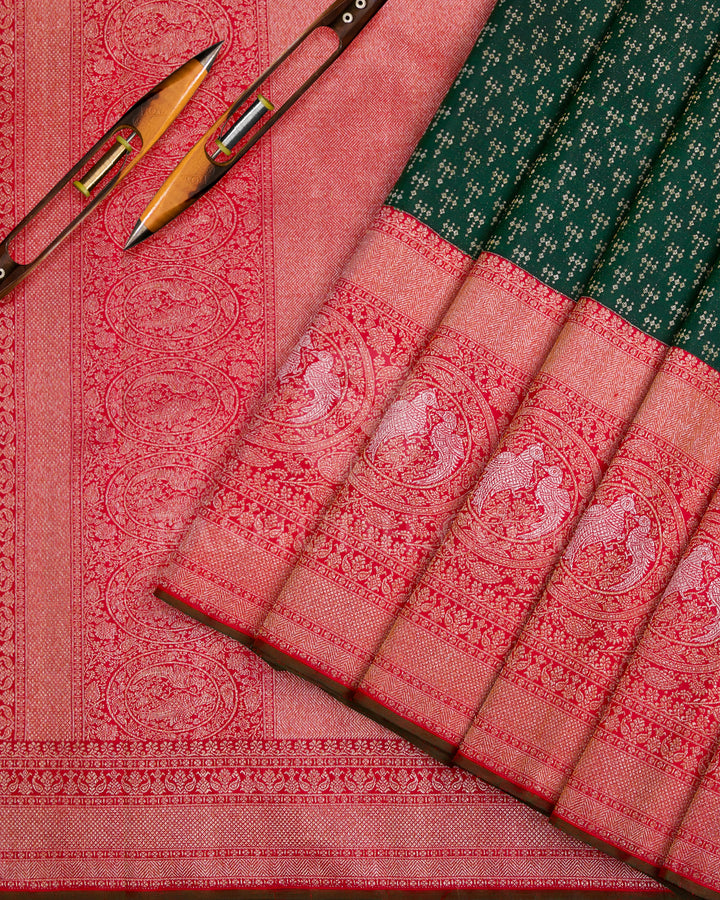 Green And Red  Kanjivaram Silk Saree - S1215(A)