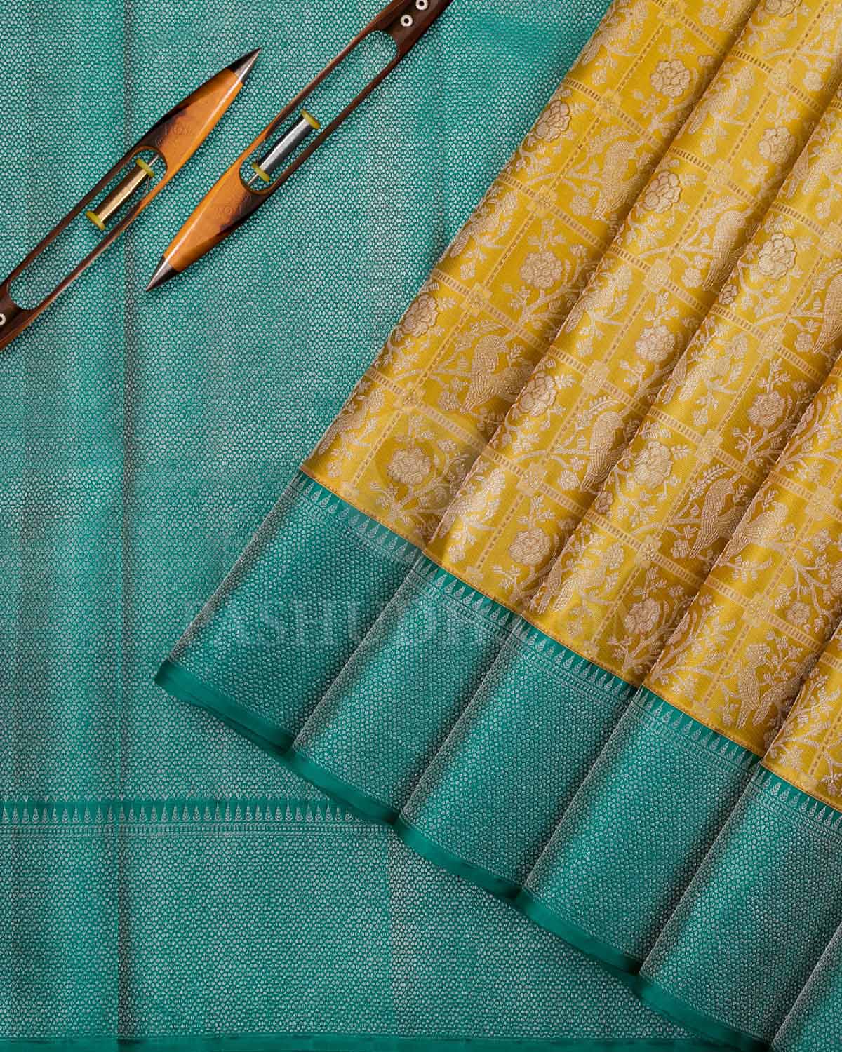 Yellow And Green Kanjivaram Silk Saree - DT278(A)