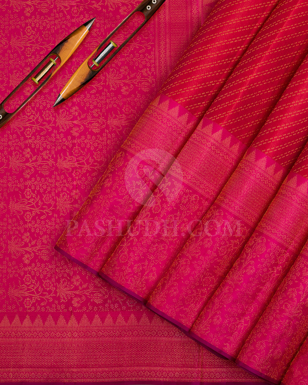 Red And Pink Kanjivaram Silk Saree - DJ321(A)