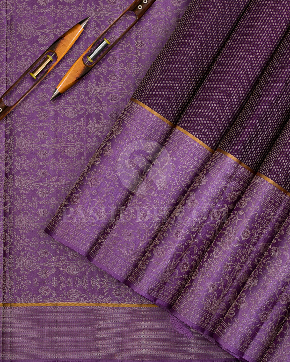 Aubergine And Lilac Kanjivaram Silk Saree - DJ320(B)