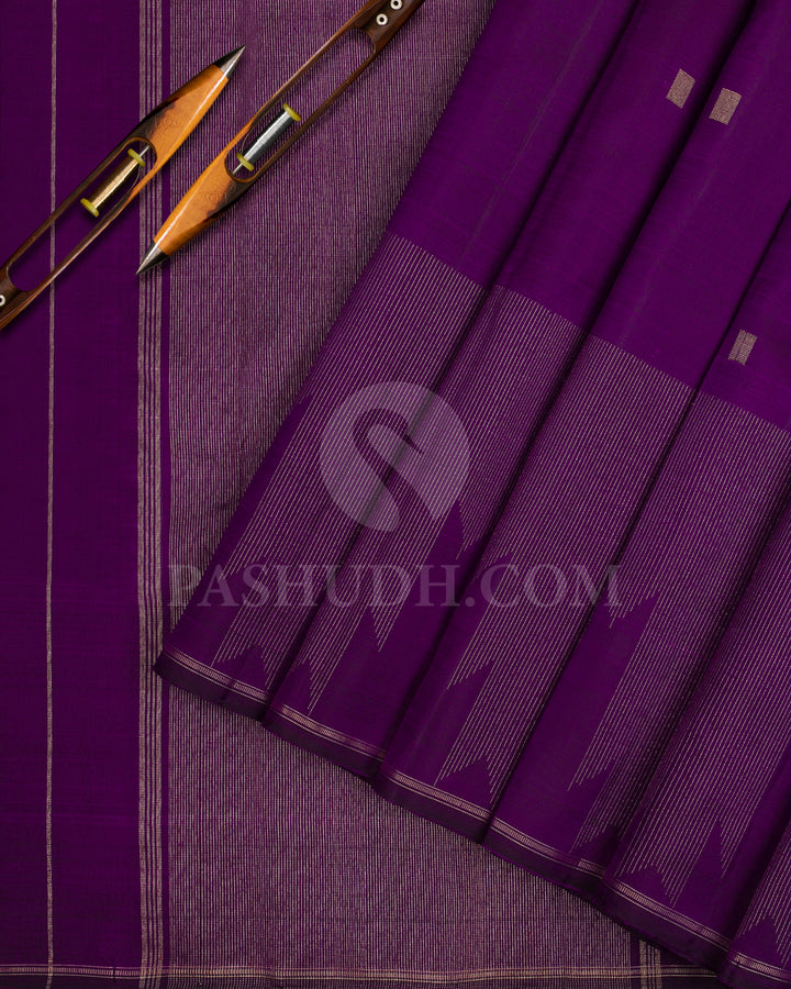 Dark Purple Kanjivaram Silk Saree - KF8
