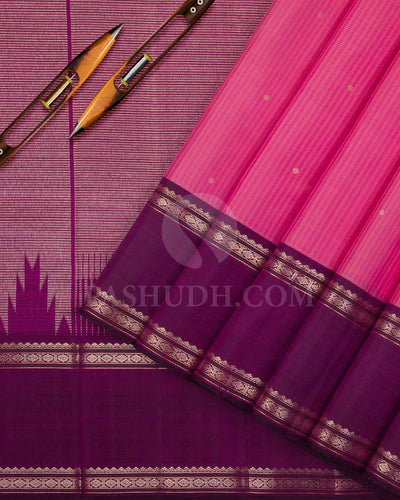 Bright Pink And Purple Kanjivaram Silk Saree - S1055(C)