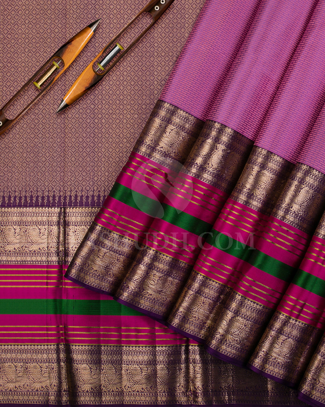 Lavender And Dark Purple Kanjivaram Silk Saree - D564(A)