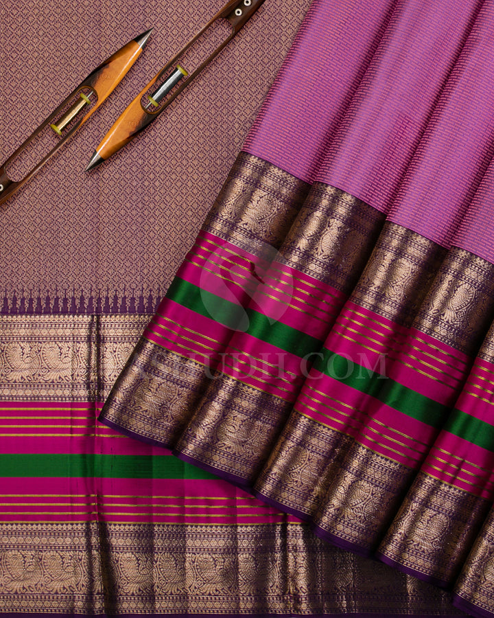 Lavender And Dark Purple Kanjivaram Silk Saree - D564(A)