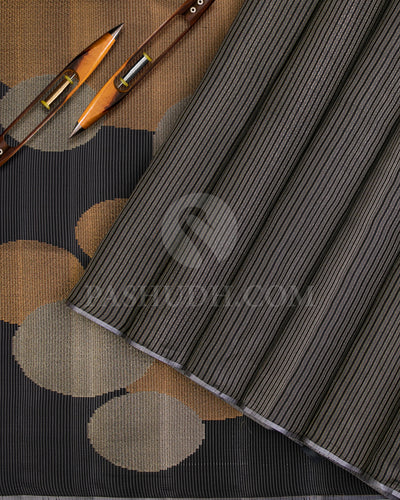 Black and Grey Borderless Kanjivaram Silk Saree - DJ309(B)