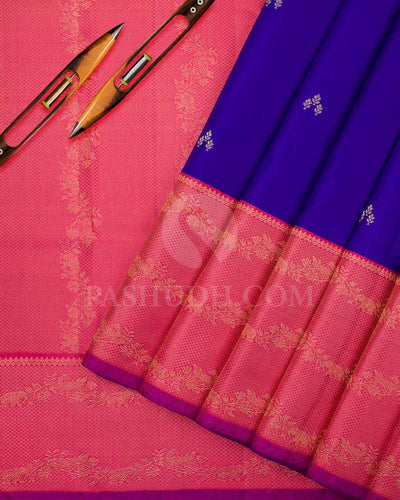 Royal Blue And Bright Pink Kanjivaram Silk Saree - S1147(B)