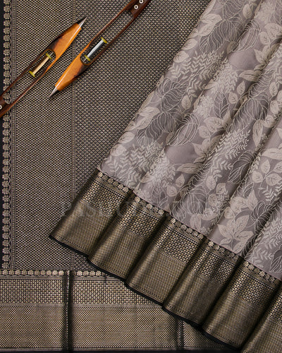 Grey And Black Kanjivaram Silk Saree - D548(B)