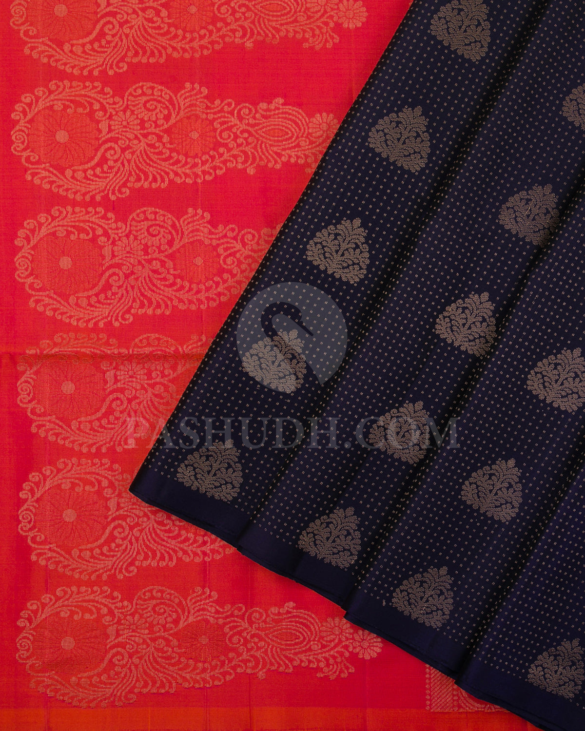 Dark Blue And Pink Shot Orange Soft Silk Saree - C21