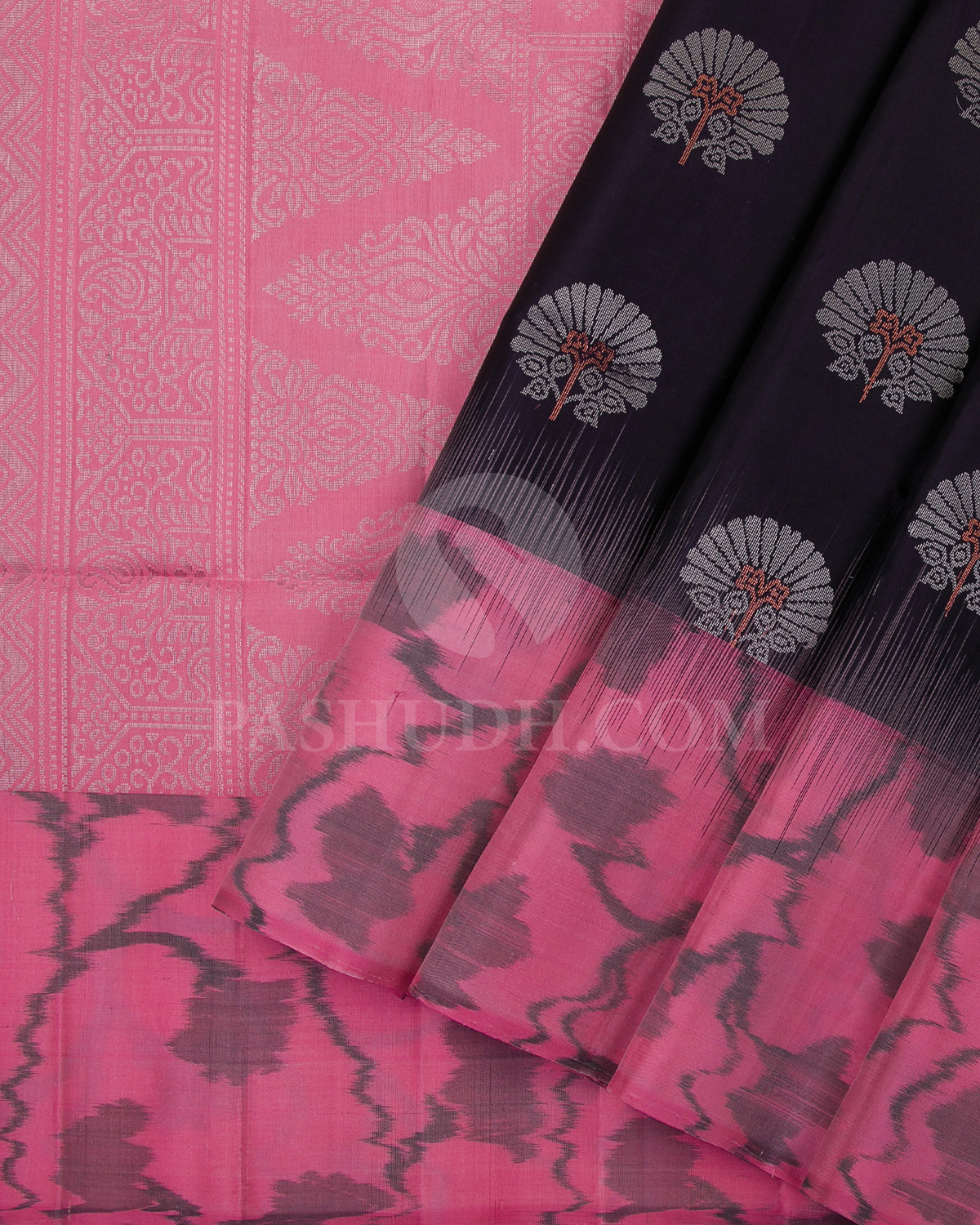 Dark Purple And Bright Pink Soft Silk Saree - C19