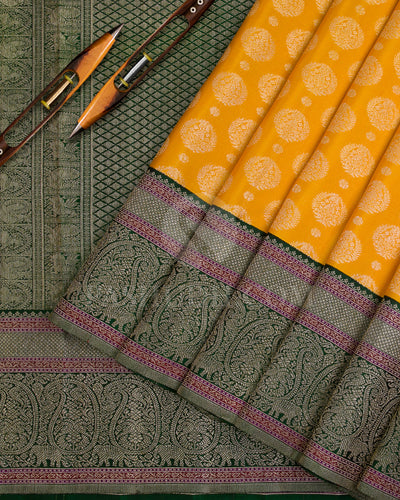 Yellow And Green Kanjivaram Silk Saree - S1205(A)