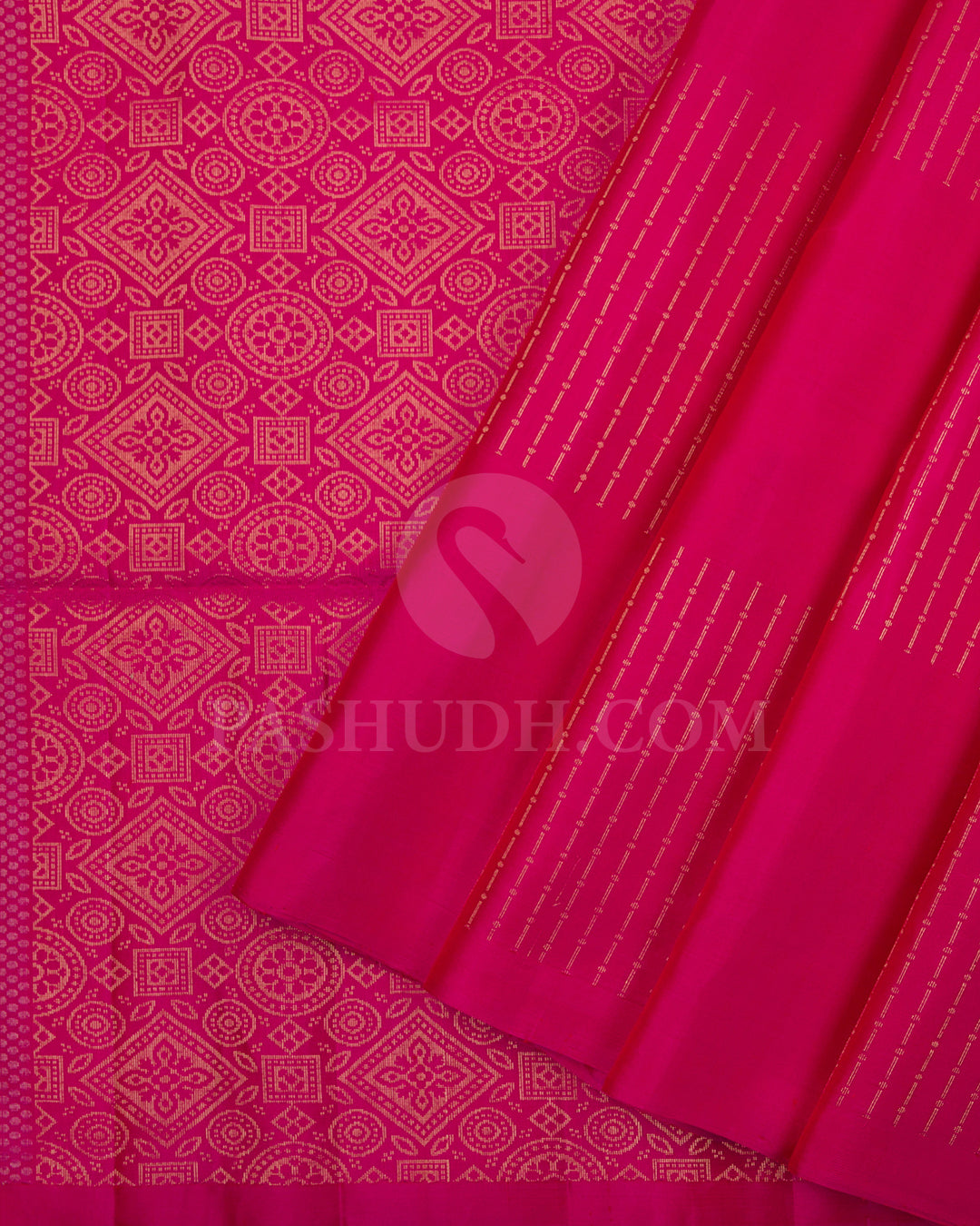 Rani Pink Soft Silk Saree - C2